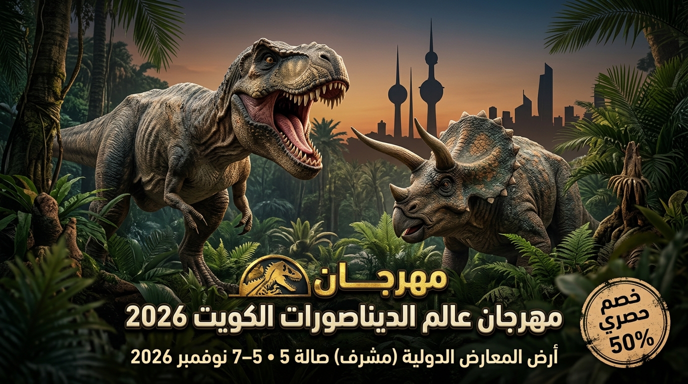 مهرجان عالم الديناصورات الكويت 2026 (5–7 نوفمبر 2026)